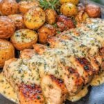 Creamy Garlic Chicken with Roasted Baby Potatoes