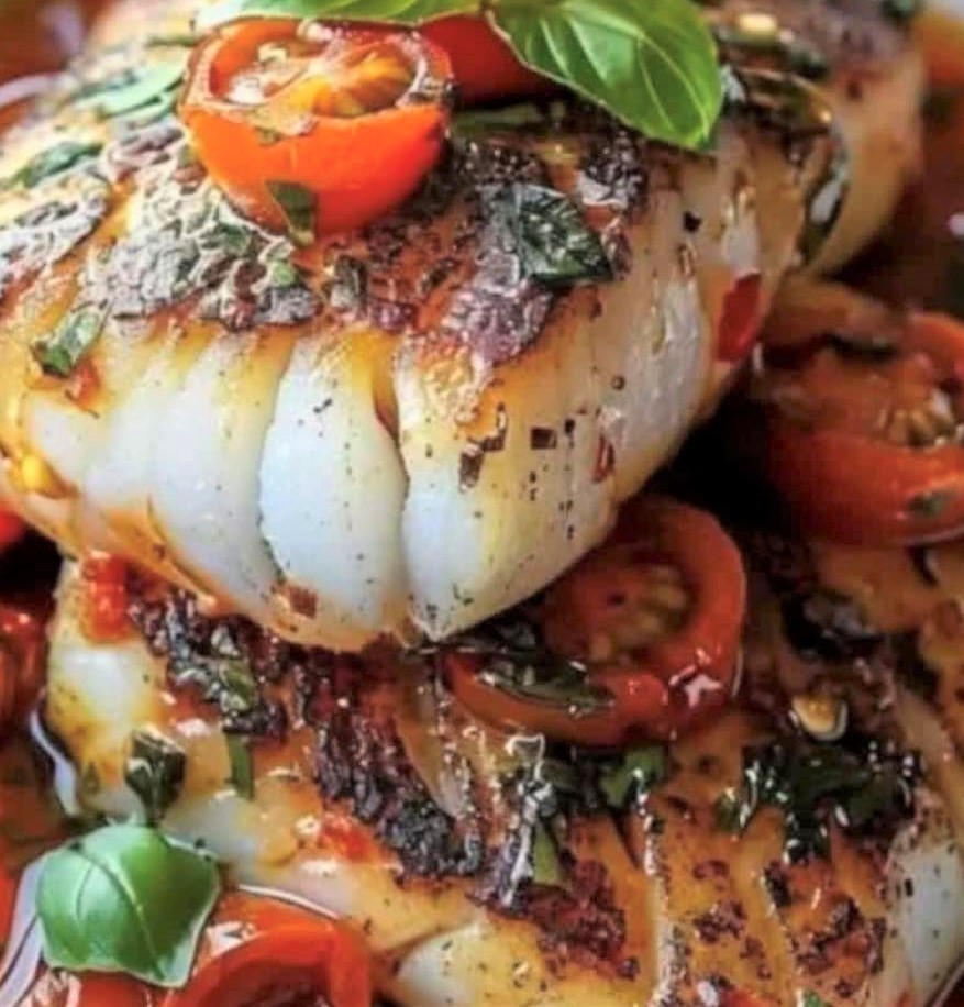 Fish Fillet with Tomato–Basil Sauce
